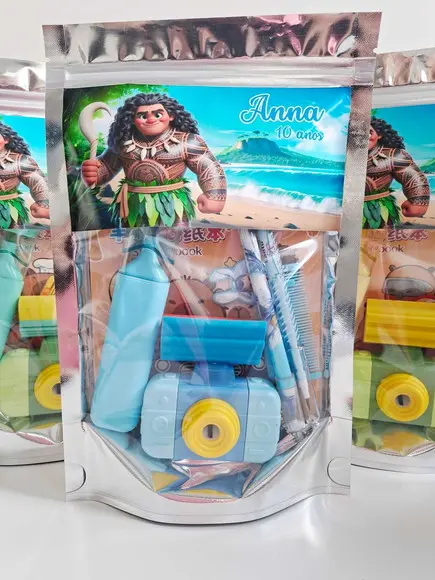 Kit Papelaria Fofa Saquinho Personalizado Moana