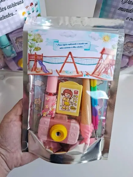 Kit Papelaria Fofa Saquinho Zip Personalizado Abc
