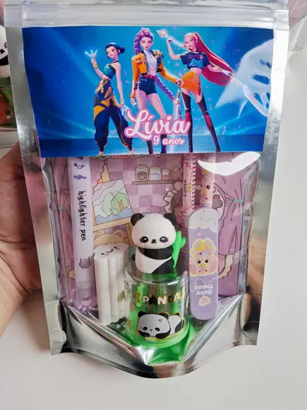 Kit Papelaria Fofa Saquinho Personalizado Guerreiras Kpop