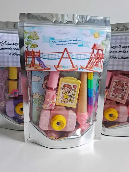 Kit Papelaria Fofa Saquinho Zip Personalizado Abc