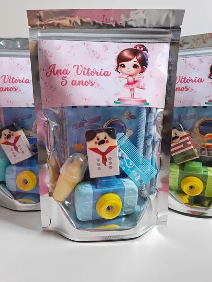 Kit Papelaria Fofa Saquinho Zip Personalizado Bailarina