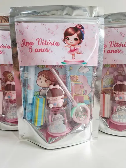 Kit Papelaria Fofa Saquinho Zip Personalizado Bailarina