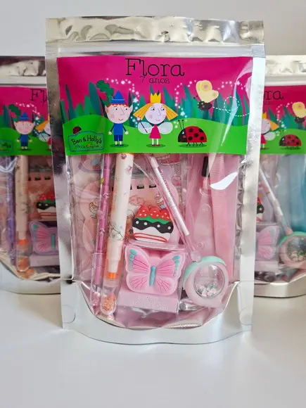 Kit Papelaria Fofa Saquinho Zip Personalizado Ben e Holly