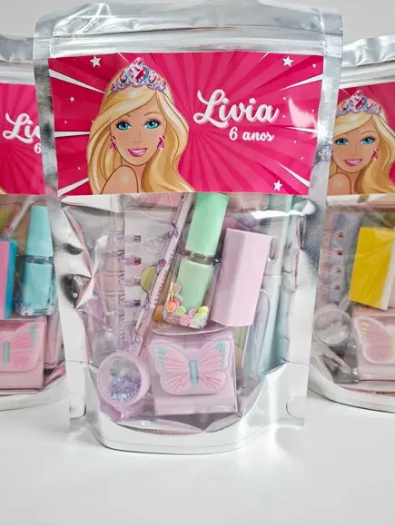 Kit Papelaria Fofa Saquinho Zip Personalizado Barbie