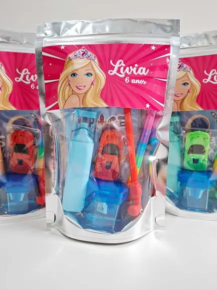 Kit Papelaria Fofa Saquinho Zip Personalizado Barbie