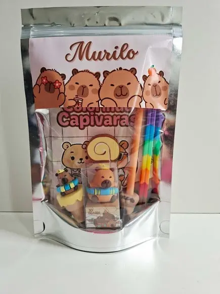 Kit Papelaria Fofa Saquinho Zip Personalizado Capivara
