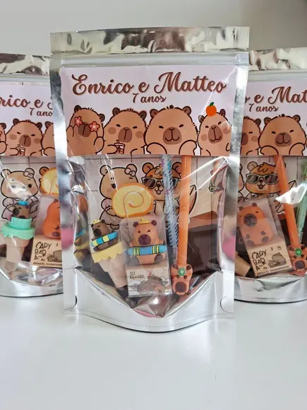 Kit Papelaria Fofa Saquinho Zip Personalizado Capivara
