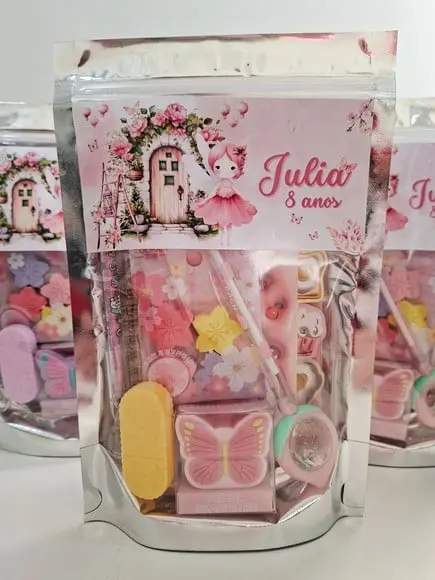 Kit Papelaria Fofa Saquinho Zip Personalizado Fada