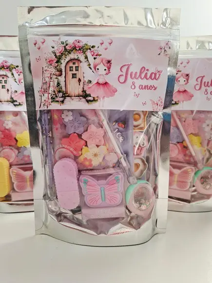 Kit Papelaria Fofa Saquinho Zip Personalizado Fada