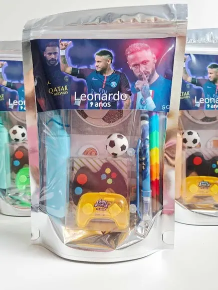 Kit Papelaria Fofa Saquinho Zip Personalizado Futebol