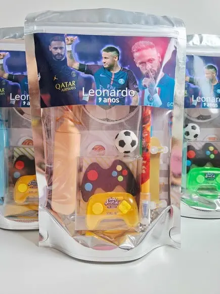 Kit Papelaria Fofa Saquinho Zip Personalizado Futebol