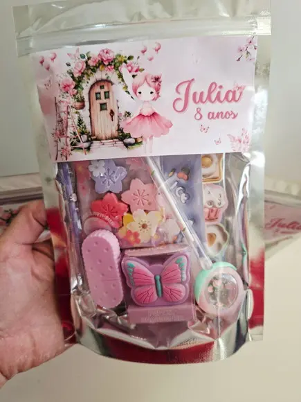 Kit Papelaria Fofa Saquinho Zip Personalizado Fada