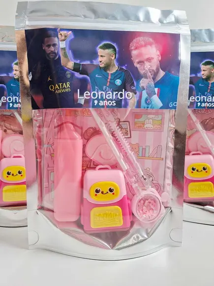 Kit Papelaria Fofa Saquinho Zip Personalizado Futebol