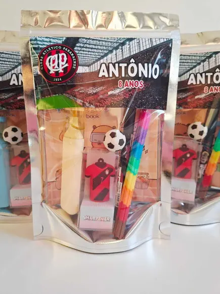 Kit Papelaria Fofa Saquinho Zip Personalizado Futebol