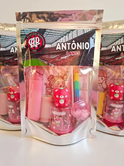 Kit Papelaria Fofa Saquinho Zip Personalizado Futebol