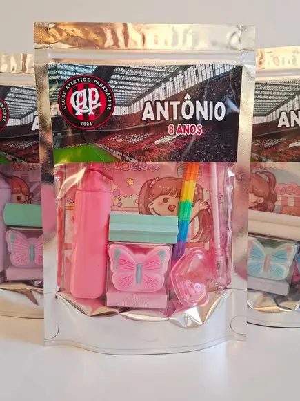 Kit Papelaria Fofa Saquinho Zip Personalizado Futebol