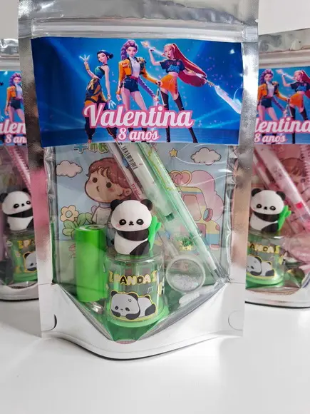 Kit Papelaria Fofa Saquinho Zip Personalizado Guerreiras Kpo
