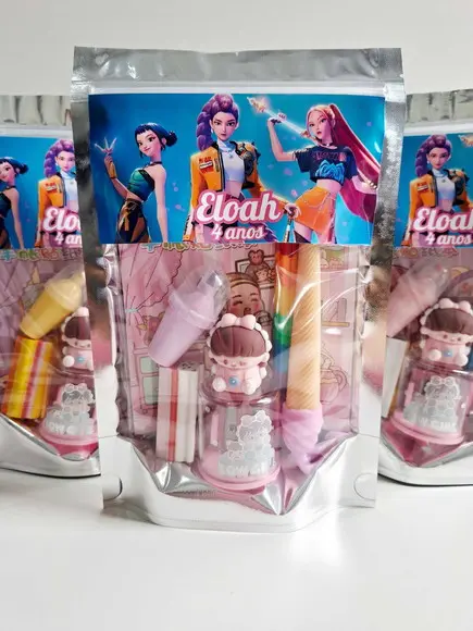 Kit Papelaria Fofa Saquinho Zip Personalizado Guerreiras Kpo