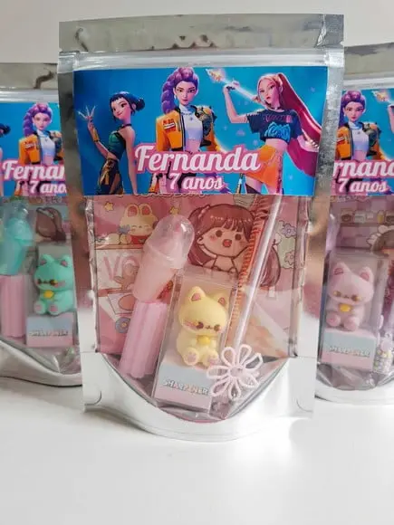 Kit Papelaria Fofa Saquinho Zip Personalizado Guerreiras Kpo