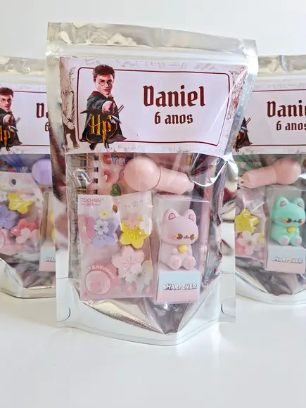 Kit Papelaria Fofa Saquinho Zip Personalizado Harry Potter