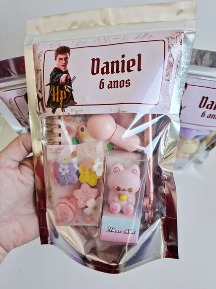 Kit Papelaria Fofa Saquinho Zip Personalizado Harry Potter
