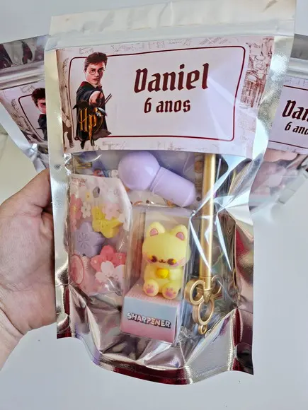 Kit Papelaria Fofa Saquinho Zip Personalizado Harry Potter