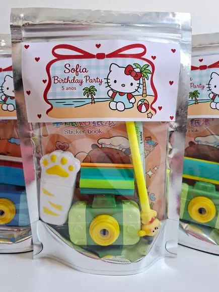 Kit Papelaria Fofa Saquinho Zip Personalizado Hello Kitty