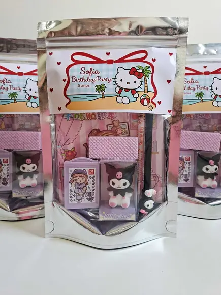 Kit Papelaria Fofa Saquinho Zip Personalizado Hello Kitty