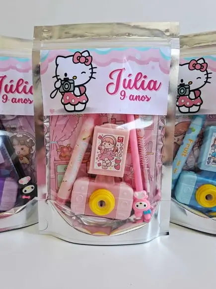 Kit Papelaria Fofa Saquinho Zip Personalizado Hello Kitty