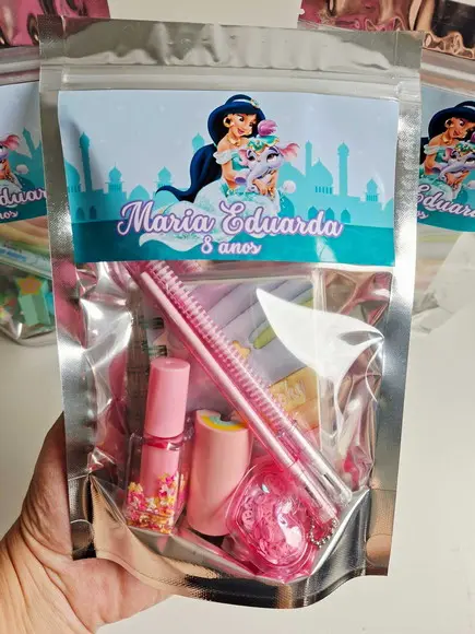 Kit Papelaria Fofa Saquinho Zip Personalizado Jasmine Aladin