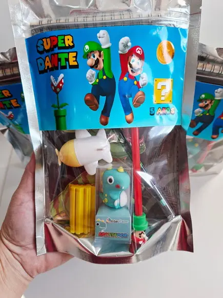 Kit Papelaria Fofa Saquinho Zip Personalizado Mário