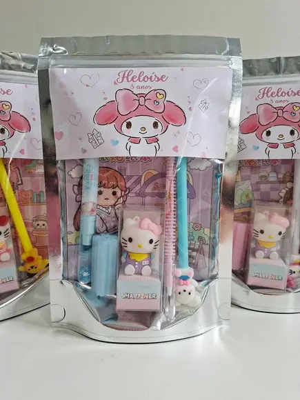 Kit Papelaria Fofa Saquinho Zip Personalizado My Melody