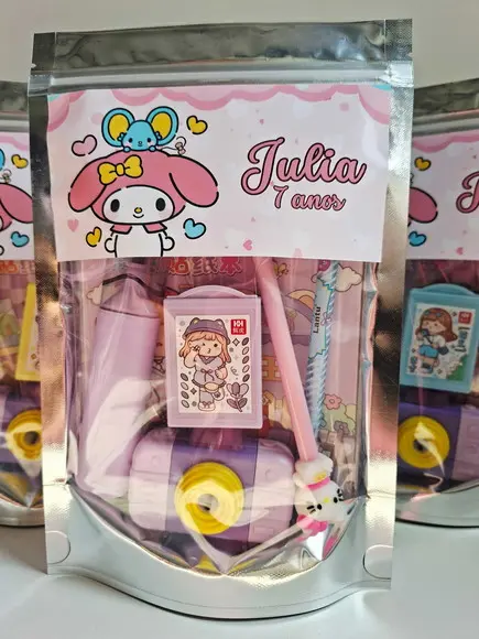 Kit Papelaria Fofa Saquinho Zip Personalizado My Melody