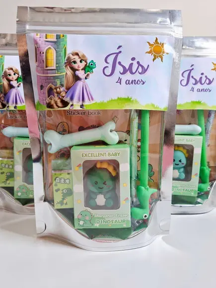 Kit Papelaria Fofa Saquinho Zip Personalizado Rapunzel