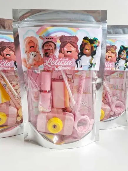 Kit Papelaria Fofa Saquinho Zip Personalizado Roblox