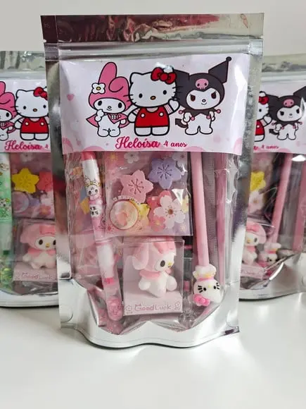 Kit Papelaria Fofa Saquinho Zip Personalizado Sanrio