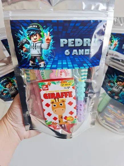 Kit Papelaria Fofa Saquinho Zip Personalizado Roblox