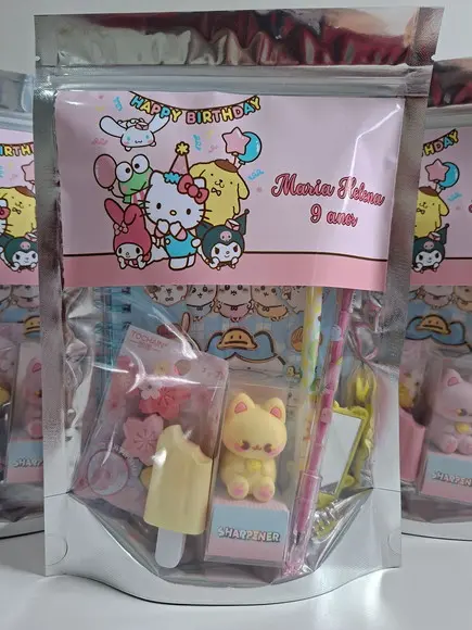 Kit Papelaria Fofa Saquinho Zip Personalizado Sanrio