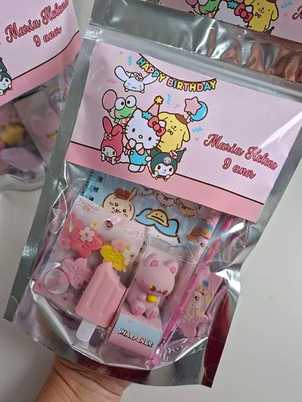 Kit Papelaria Fofa Saquinho Zip Personalizado Sanrio