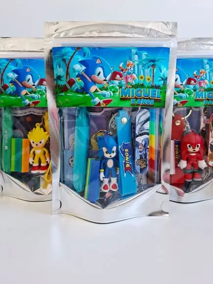 Kit Papelaria Fofa Saquinho Zip Personalizado Sonic