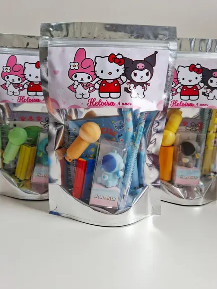 Kit Papelaria Fofa Saquinho Zip Personalizado Sanrio