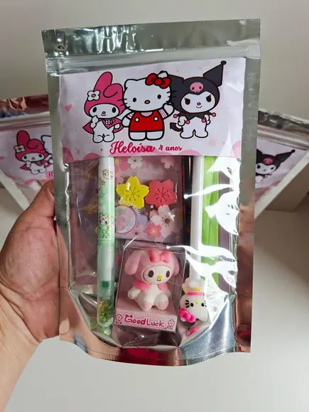 Kit Papelaria Fofa Saquinho Zip Personalizado Sanrio