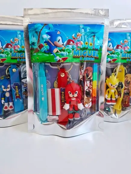 Kit Papelaria Fofa Saquinho Zip Personalizado Sonic