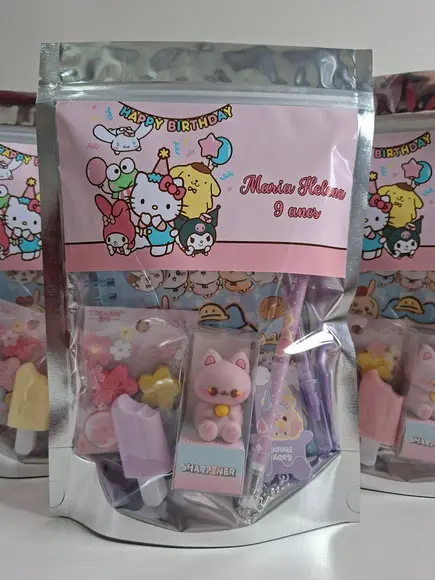 Kit Papelaria Fofa Saquinho Zip Personalizado Sanrio
