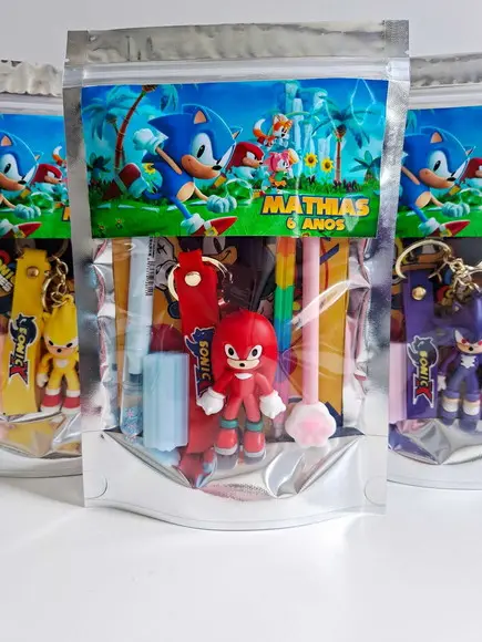 Kit Papelaria Fofa Saquinho Zip Personalizado Sonic