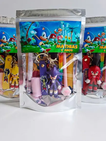 Kit Papelaria Fofa Saquinho Zip Personalizado Sonic