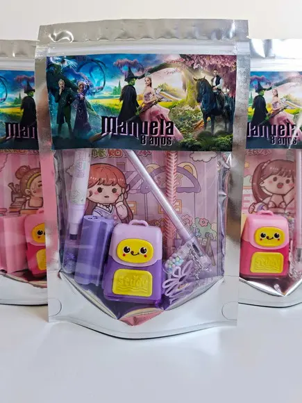 Kit Papelaria Fofa Saquinho Zip Personalizado Wicked