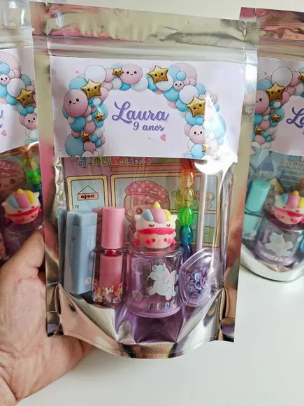Kit Papelaria Saquinho Zip Personalizado Balões