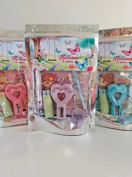 Kit Papelaria Saquinho Zip Personalizado Borboletas Jardim