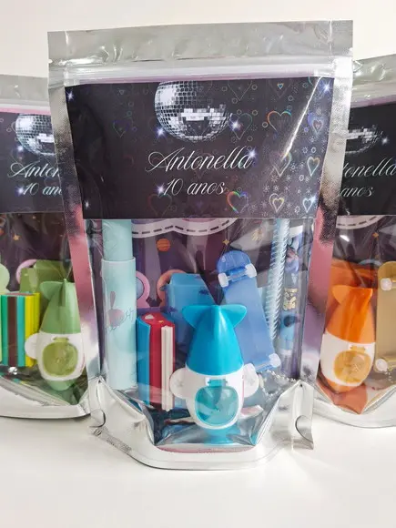 Kit Papelaria Saquinho Zip Personalizado Disco Party